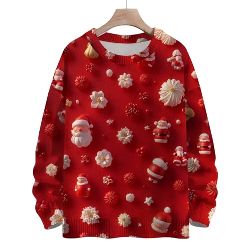 Kids Christmas Sweatshirts Long Sleeve Crewneck Cute Sweaters Boys And Girls Xmas Print Holiday Fall Pullover Sweaters4