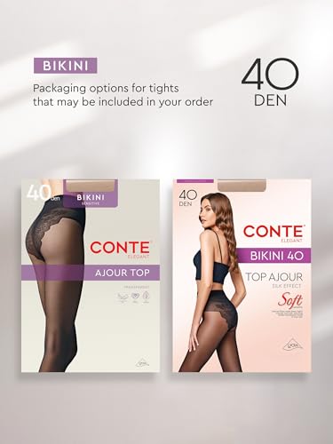 Image of Conte Women's Lace Top Patterned Panties Pantyhose Tights Bikini 40 Den