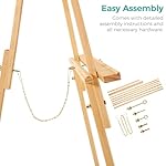VISWIN 63" Easel Stand for Wedding Signs, Adjustable Wooden Display Easel with Holder, Tripod Floor Easel for Welcome Board, Poster, Picture, Photos, Paintings - Natural - Image 3