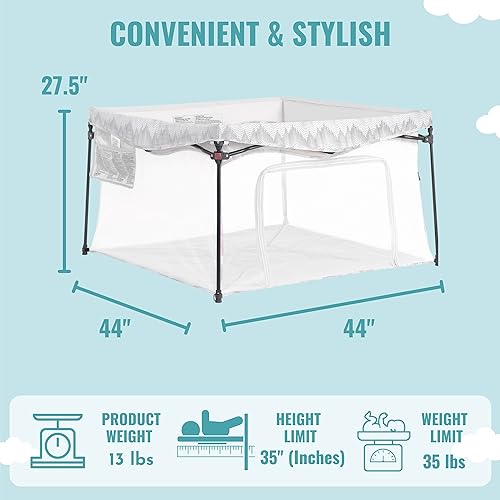 Image of Dream On Me Ziggy Playpen Only, Soft Base, Portable, 43.3in, Dove White