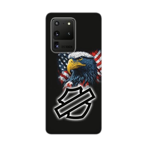 Cover trasparente design per Samsung Galaxy, stampata in Francia, Harley Davidson, Us Pride (Galaxy S20 Ultra)