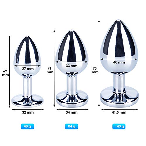 Ninonly アナルプラグ アナル拡張 アナルグッズ 円形 3点セット ステンレス製 滑らか 男女兼用 3つ収納袋付き(浅いブルー) - 画像3