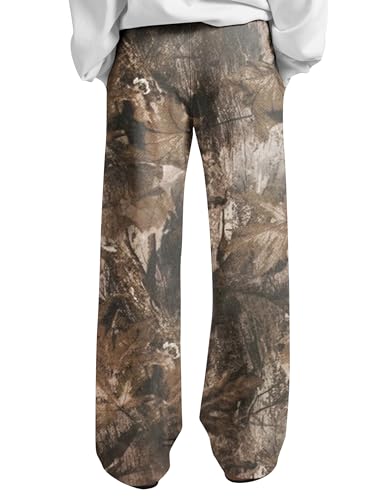 Women Wide Leg Camo Sweatpants Drawstring High Waisted Camouflage Sweat Pants Baggy Fleece Camo Pants with Pockets2