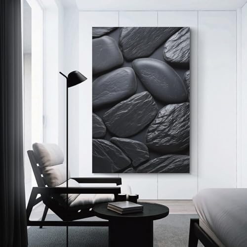 Toile murale imprimée pierre noire pour valoriser un mur vide