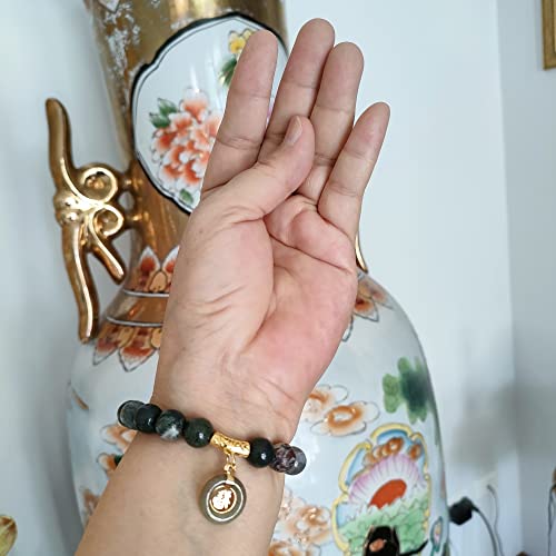 Image of Heavens Tvcz Multi-Color Jade & Takrut Prosperity Bracelet - 6″ Elastic Talisman for Wealth, Luck & Love