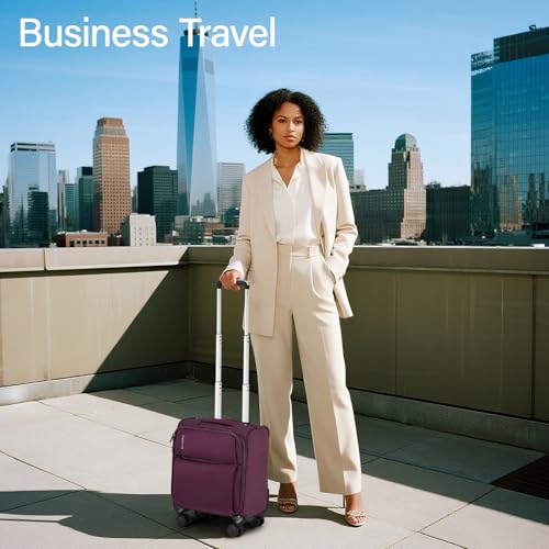 Image of Hanke Softside Expandable Luggage 16 /20 /24 /28 Inch Carry On Luggage for Travel Checked Luggage Suitcases with Wheels & TSA Luggage Large Suitcase, Purple, 16-Inch Underseat, Underseat Carry on Luggage
