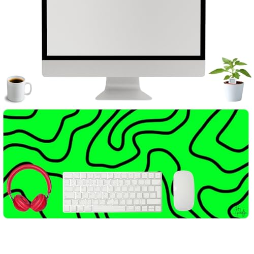 Image of Saco XXL Gaming Mouse Pad for PC - Large Desk Mat 900x400x3mm, Extended Non-Slip Rubber Base, Waterproof Surface, Topographics Design, Big Keyboard Mouse Pad for Office & Home Setup