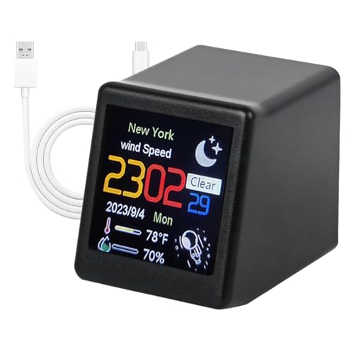 Smart Weather Desktop Decoration, Digital Alarm Clock, Smart Clock, Wifi Air Quality Monitor, Desktop Weather Station, Living Room Decor, Bedroom Alarm Clock for Living Room, Bedroom, Offices
