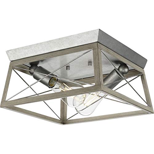 Progress Lighting Briarwood Collection 2-Light Ceiling Light, Flush Mount Ceiling Light Fixture for...