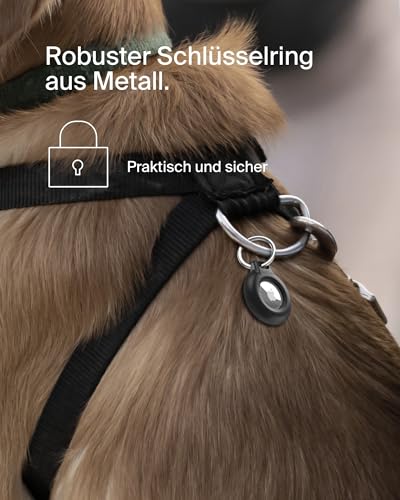 Belkin wasserfester Apple AirTag Secure Holder mit Schlüsselanhänger, robust und Kratzfest, AirTag Hülle, Accessoire für Schlüssel, Haustiere, Gepäck, Rucksäcke usw. – Schwarz (1er-Pack)