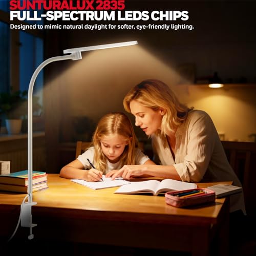Image of Honeywell HJ2 Clip On LED Desk Lamp with Clamp, Adjustable Reading Light