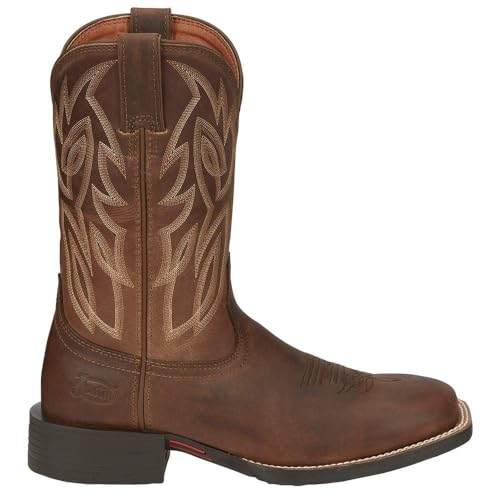Image of Justin Canter 11 inch Western Boots for Men, Full Grain Leather, Woven Lining, Square Toe, Slip-Resistant Rubber Outsole