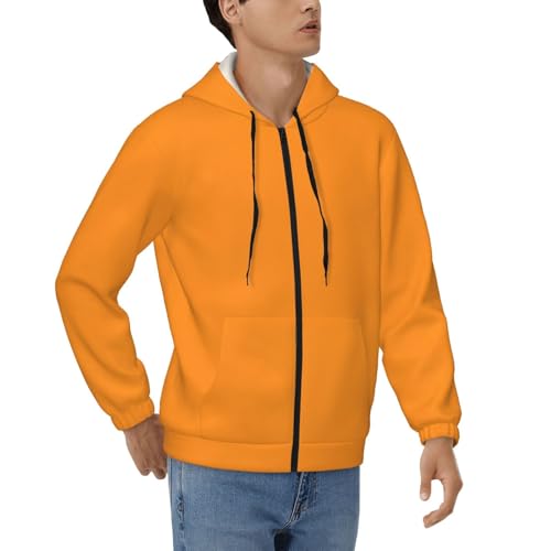 Men'S Lightweight Zip Up Hoodie Apricot Printed Long Sleeve Hooded Sweatshirt Slim Fit Jacket