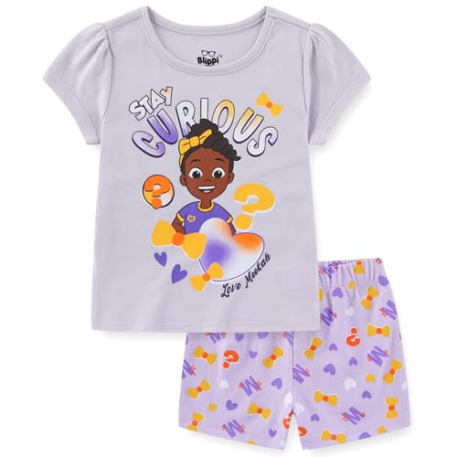 Blippi Meekah Girls Short Sleeve T-Shirt and Shorts Set for Toddler and Big Kids