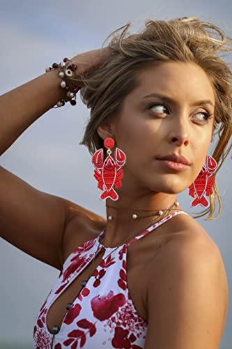 Beaded Starfish Earrings for Women Handmade Statement Lobster Dangle Earrings Boho Summer Funky Crawfish Drop Dangling Earrings Weird Boho Vacation Earrings Jewelry Beach Lover Gift3