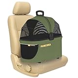 PAWZIDEA Portable Small Dog Crate for Car Travel, Enclosed Pet Car Seats for Small/Medium Dogs & Cats, Reversible No-Zip Canopy, Soft-Sided Pet Carrier Crates, Foldable Travel Dog Kennel, Metal Frame