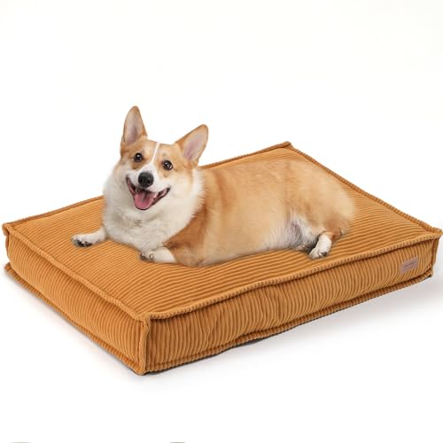 FUKUMARU Orthopädisches Hundebett - 91x64x14 cm, waschbares Hundekissen mit wasserdichter Gewebeschicht, kuschelige Hundematte, Hundematratze, Anti-Rutsch Hundecouch, grau.