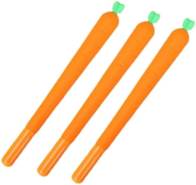 Set 3 bolígrafos gel diseño zanahoria tinta negra 0.5mm miniatura 1