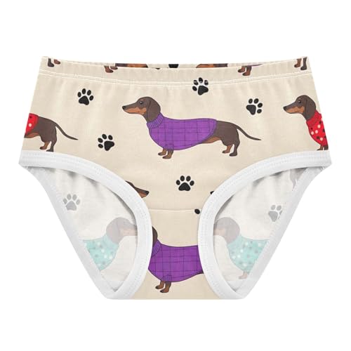 Cartoon Dachshund Dogs Black Paw Girl Panties Cute Girls Underwear Toddlers Cotton Animal Kids Undies Briefs 2t