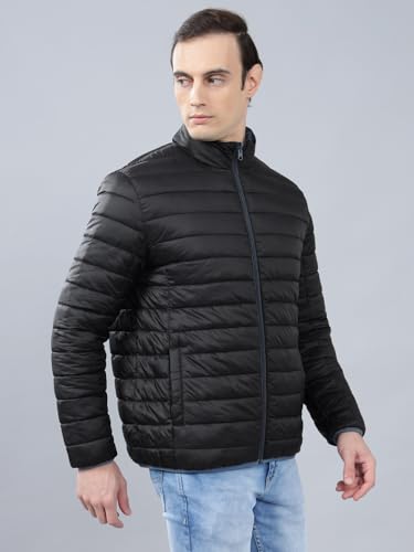 Image of Cantabil Reversible Jacket for Men | Premium Casual Jacket Smart Fit Mock Neck Nylon Fabric Solid Pattern (P MJKT00249)