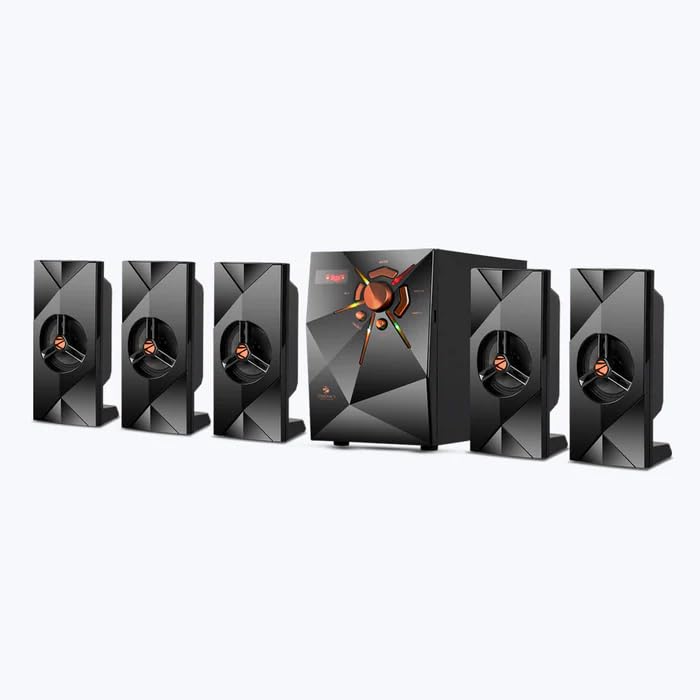 ZEBRONICS Zeb Feel 5 5.1 Home Theatre Speaker with 80W Output, Bluetooth v5.0, USB, AUX, FM Radio, Powerful Subwoofer, LED Display, Remote, Volume & Bass Control