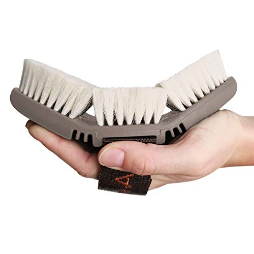 Animalon CareFlex Glanzbürste | Flexible & hochwertige Pferde-Schmuse-Bürste mit Ziegenhaar | weiche Bürste für Pferde | Kopfbürste | Glanzbürste-Pferd mit Klettverschluss | Putzzeug | Kardätsche
