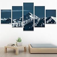 SIGNWIN 5 Panel Canvas Wall Art Snow Mountain for Home Decorations Ready to Hang - 60