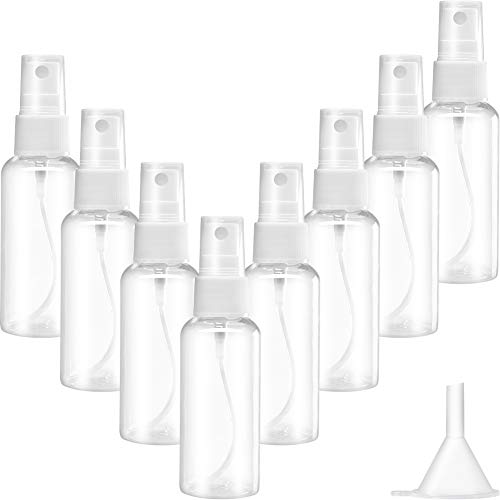 Small Spray Bottle, 1 ounce Empty Plastic Spray Bottle 8 Pack Aerosol Spray Bottle Leakproof Travel Spray Bottle with Funnel, Fine Mister Spray Bottles for Cleaning