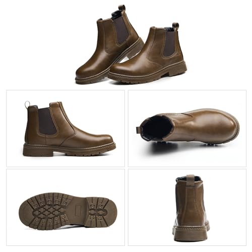 Image of Unisex-Adults Steel Toe Chelsea Boots, Men's Industrial Construction Shoes, Waterproof, Lightweight, Comfortable, Non-slip Safety Boots