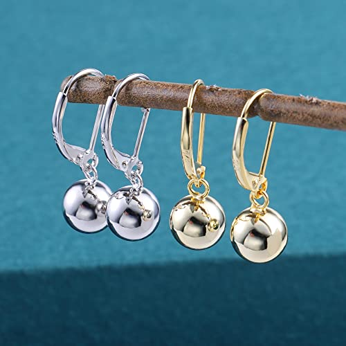 Sterling Silver Drop Ball Earrings for Women Girls Leverback Dangle Drop Earrings Fashion Hypoallergenic Jewelry4