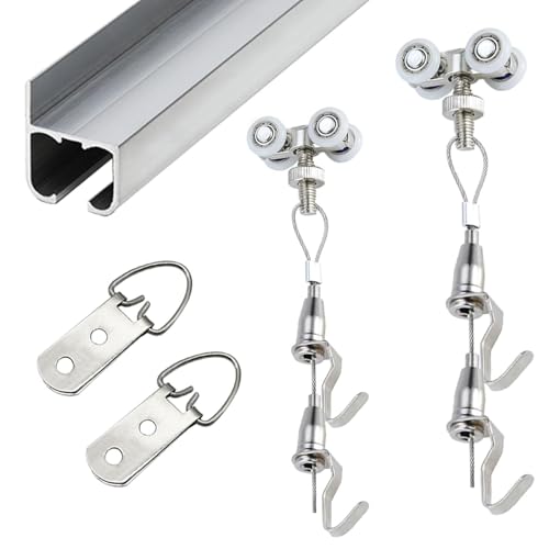 Ceiling Wall Mount Picture Hanging, 40 60 80 100 120 180 200 Cm Silver Picture Rail Track, Heavy Duty Heavy Duty Photo Frame Hanger(Wall Mount,130cm(51.2in))