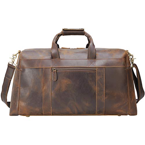 Polare 23'' Full Grain Cowhide Leather Weekender Duffle Bag Overnight Luggage Travel Carry on Duffel Bag For Men