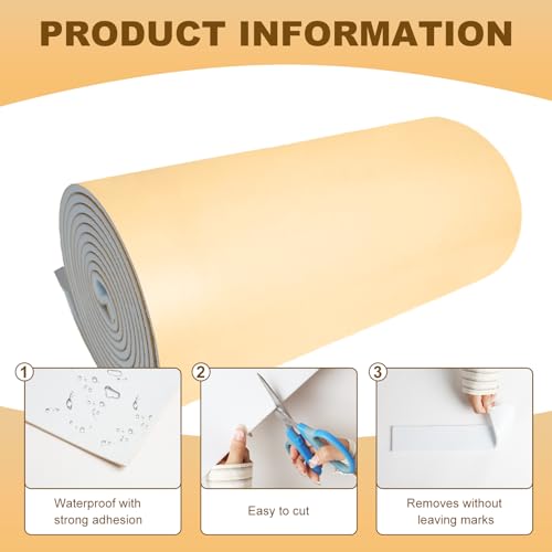 Image of Neoprene Foam Rubber Sheet - 12 x 118 x 1 /16 Inch Adhesive Insulation Soundproof Foam Padding
