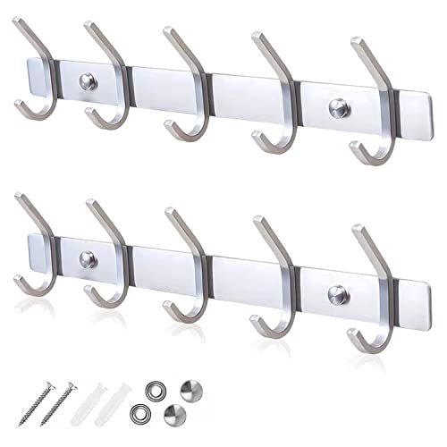 Glazievault Coat Rack Wall Mount - Stainless Steel Coat Rack (2 Pack) - Heavy Duty Coat Hooks Wall Mounted - Coat Hanger For Hat Towel Purse Robes Jacket Clothes For Bathroom Entryway #TOP6