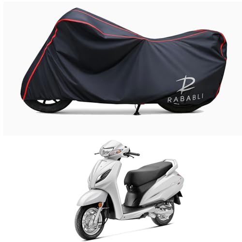 Image of Waterproof Bike Body Cover Compatible for | Honda Activa 6G DLX | Taffeta Fabric, Red Piping Design, Bottom Elastic Fit | Dustproof, Sun UV & Rain Protection for All Bikes