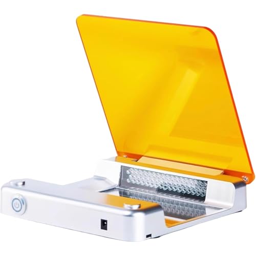 Transiluminador LED para electroforesis en gel, intensidad ajustable, longitud de onda máxima 470 nm, filtro ámbar incluido, ideal para análisis y visualización de ADN