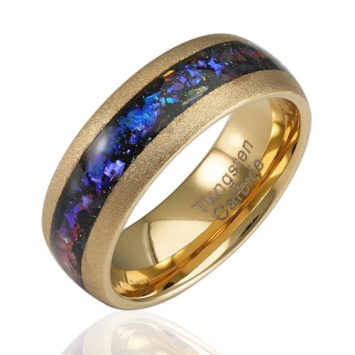 100S JEWELRY Engraved Personalized Gold Sandblast Orion Nebula Galaxy Tungsten Rings For Men Wedding Promise Band Size 6-16