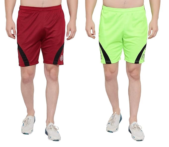 Image of DIA A DIA Men's Polycotton Running Sports Gym Shorts Pack of 2