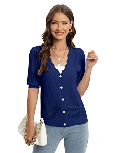 Image of Womens Cropped Cardigan Knit Shrugs for Dresses Tops V Neck Button Down Cardigans Sweaters