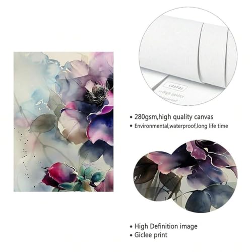 Toile murale fleurs roses violettes 50x70cm XINBAO décoration moderne