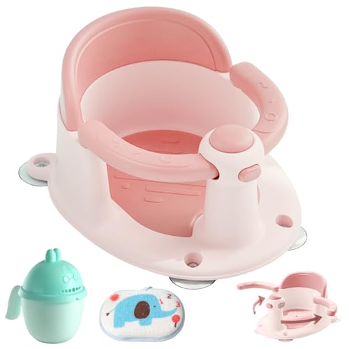 Image of Baby Bath Seat 6 Months & up, Bath Seat for Baby, Toddler Bath Seat with Suction Cups, Non-Slip, Detachable Cute Pink