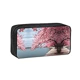 EZDLOWVBA Federmappe mit Kirschblüten-Aufdruck für Jungen und Mädchen, Sekundarschule, Stifthalter für Kinder, Mädchen, Stifteetui, Büro, College, Schreibwaren
