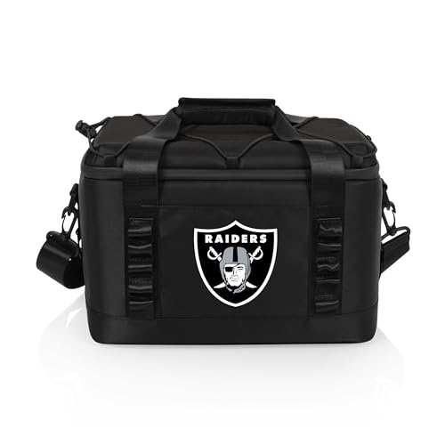 PICNIC TIME NFL Las Vegas Raiders Tarana Superthick Cooler Bag 12 Can Insulated Soft Cooler Made with Recycled Materials Camping Cooler Picnic Cooler (Black)