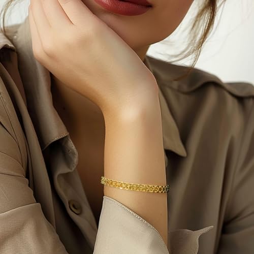 14k Gold Bracelets for Women Bracelets for Men Mesh Chain Bracelet Gold Bracelet Stack Ideal for Gifts for Women & Men 6.5/7/7.5/8/9 in2