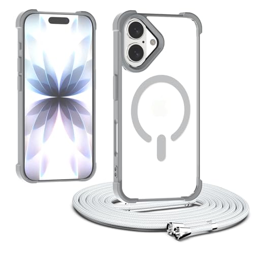 Coque iPhone 17 bandoulière pour éviter les chutes avec dos transparent