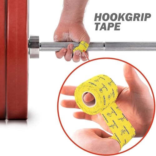 Image of WARM BODY COLD MIND 1.85 inch Weightlifting Thumb Tape - Hook Grip Tape for Powerlifting, Cross Training, Gym Tape, Workout, Weight Lifting Tape, Athletic Finger Wrap (Yellow 3 Rolls)