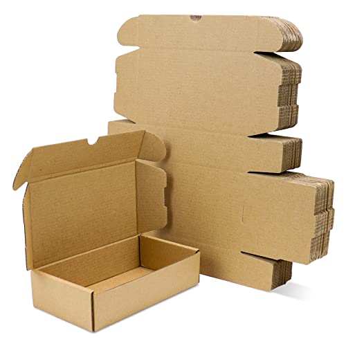 Pearwow Shipping Boxes 25 Pack,8 x 4 x 2 inch Brown Corrugated Strong Cardboard Mailer Boxes for Packaging Small Business,Mailing,Craft, Gifts,Shipping,Storage