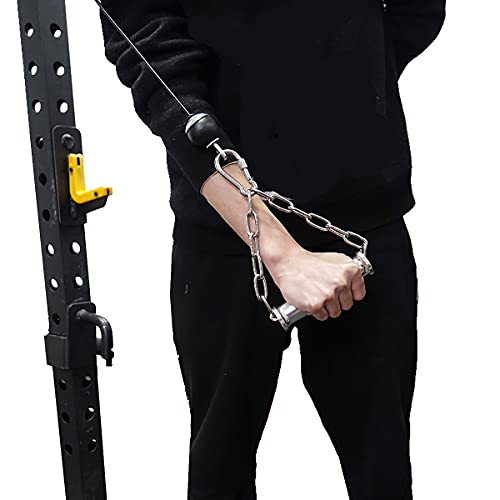 Heavy-Duty-Metal-Gym-Handles-with-Stainless-Steel-Chain-for-Cable-Machine-Attachments-Rotating-Bar-Home-Gym-Workout-Accessories-Color-1-Pair-1-Pcs