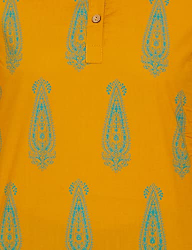 Image of Amazon Brand - Myx Women's Screen Print Straight Printed Regular Cotton Short Kurti (Available in Plus Sizes)