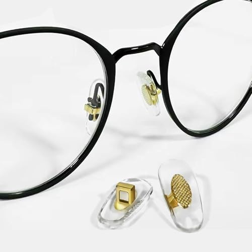 4 Pairs Soft Silicone Replacement Nose Pads for RayBan, 4 Pairs 14mm Gold Plug in/Push in Model Ray Ban Nose Pad Replacement, Eye Glasses Repair Kit Nose Pads (Gold, 14mm)